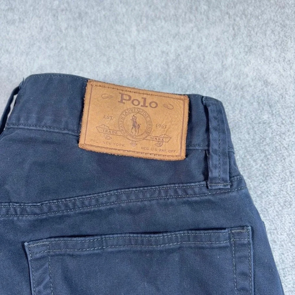 Polo Ralph Lauren Denim Straight Pants Mens 30x30 Navy Blue Solid 5-Pocket